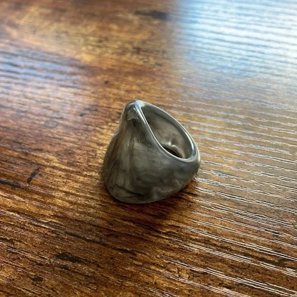 ❤️ NEW 2/$20 or 3/$25 Statement Ring Gray Marble Pattern Acrylic Approx …